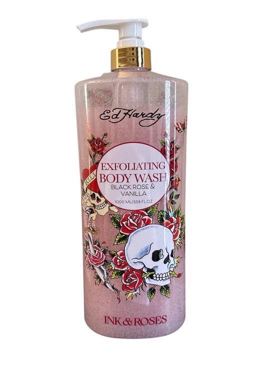 Ed Hardy Other - Ed Hardy Ink & Roses Exfoliating Body Wash Black Rose & Vanilla Scent New Bottle